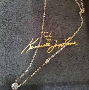 Double Round Yellow Gold Plated Pendant Necklace